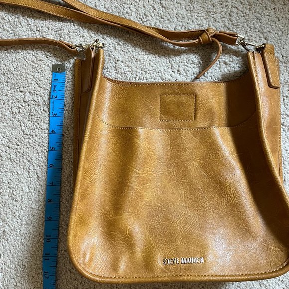 Steve Madden, Leather Crossbody EUC, Gold Spike Accents, Adjustable Strap - Picture 3 of 16